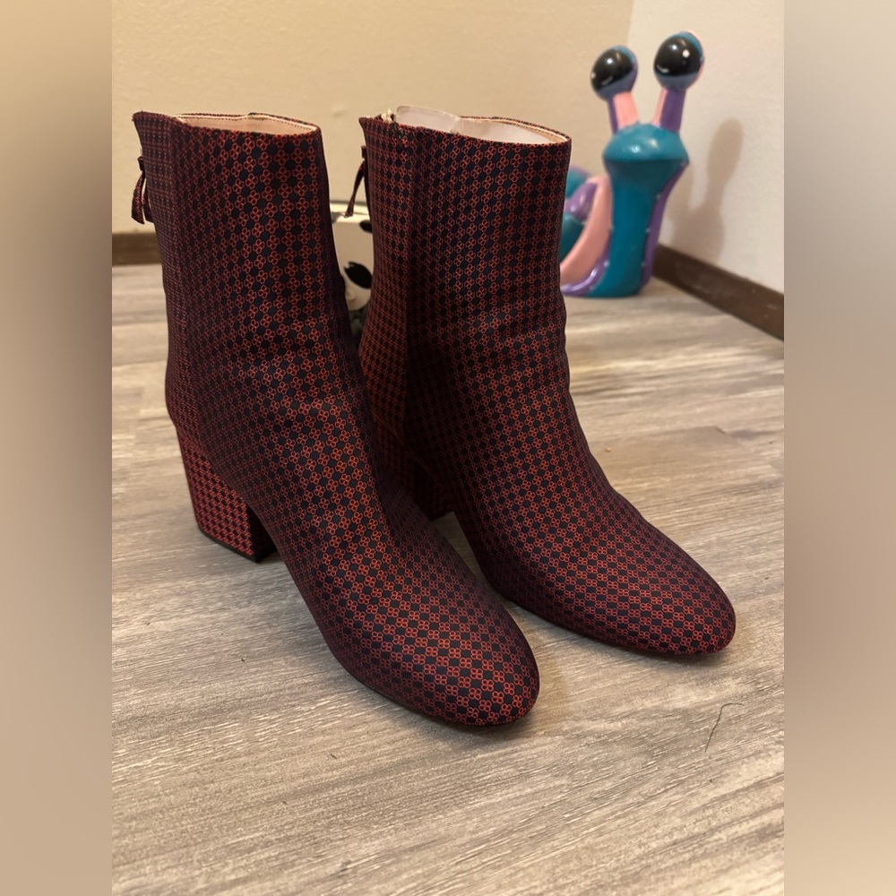 J. Crew Red & Navy BOOTies!!!! Size 8.5